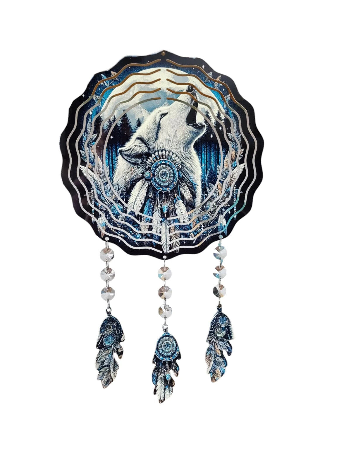 Wolf Dream Catcher Wind Spinner